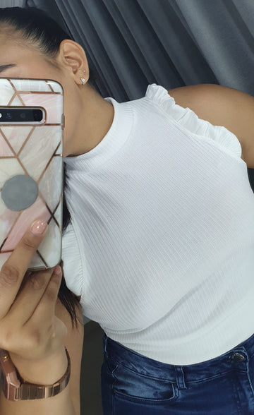 Blusa Manga Surcida Cuello Alto