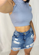 Blusa Manga Surcida Cuello Alto