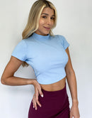 Blusa Manga Corta Escote Espalda