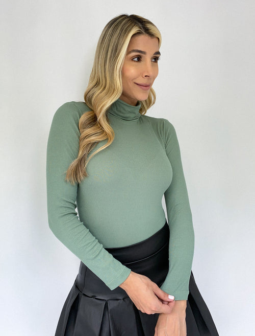 Blusa Manga Larga Cuello Tortufga Rib