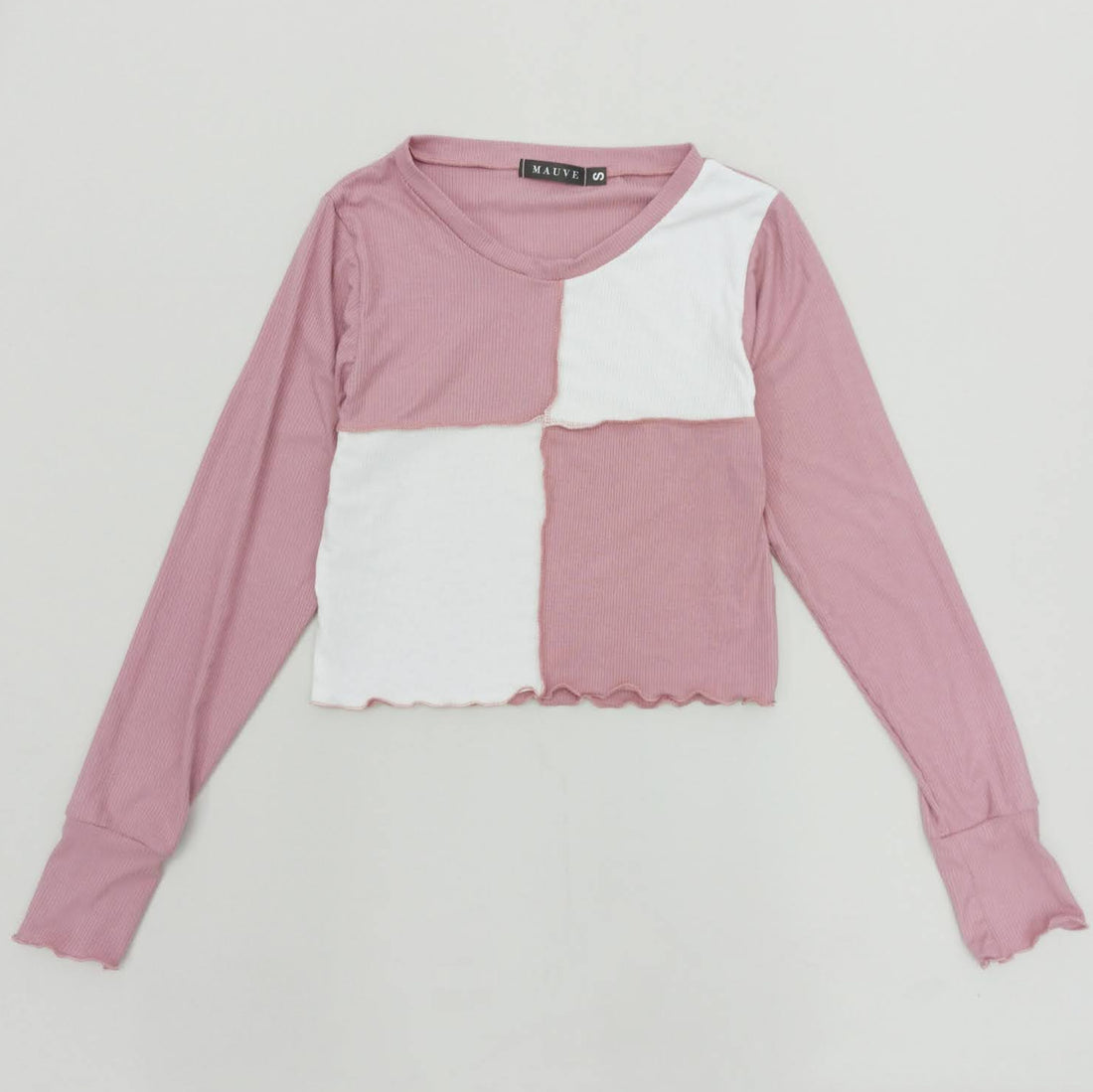 Blusa Rib Manga Larga Combinada Costura