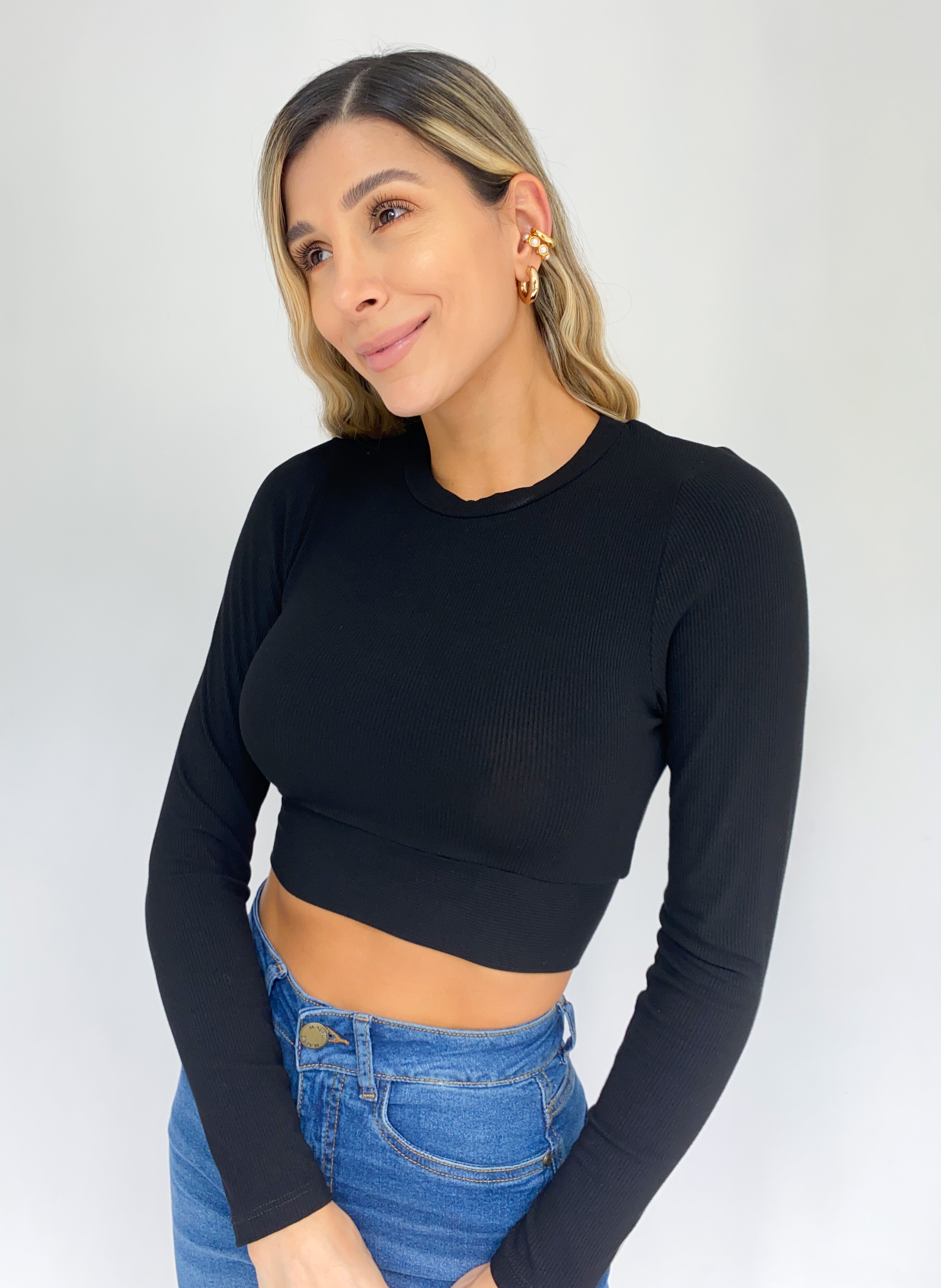 Blusa Manga Larga Cruzada Espalda