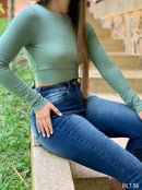 Blusa Manga Larga Cruzada Espalda