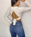 Blusa Manga Larga Cruzada Espalda