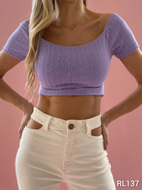 Blusa Manga Corta Escote Espalda Amarrar