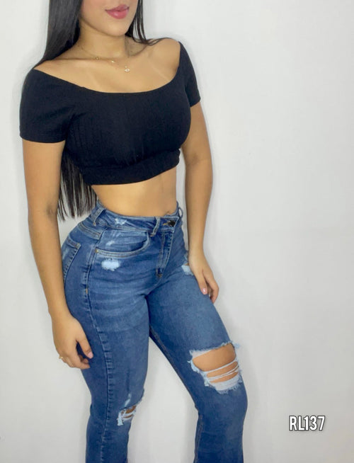 Blusa Manga Corta Escote Espalda Amarrar