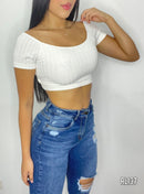 Blusa Manga Corta Escote Espalda Amarrar