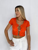 Blusa Manga Corta Prendedor Gancho En Bu