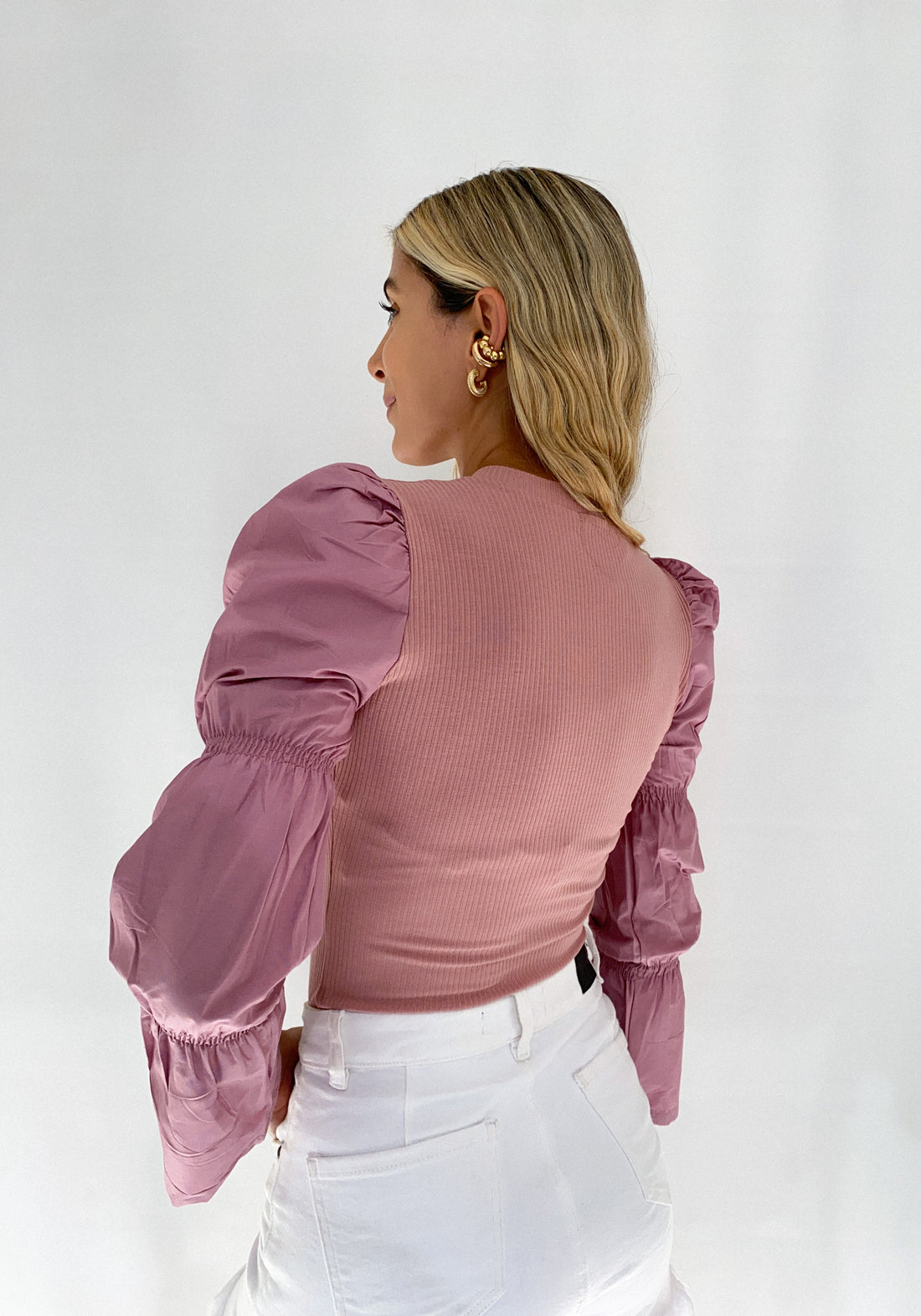 Blusa Manga Larga Popelina Zurcida