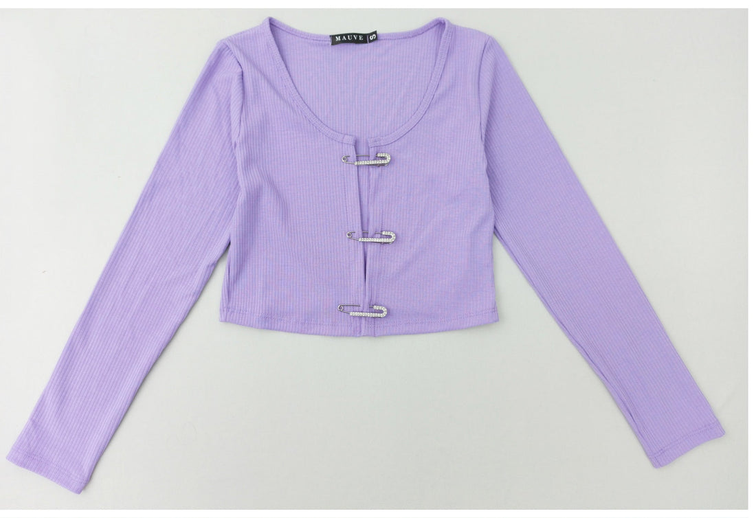 Blusa Manga Larga Prendedor Gancho Centr