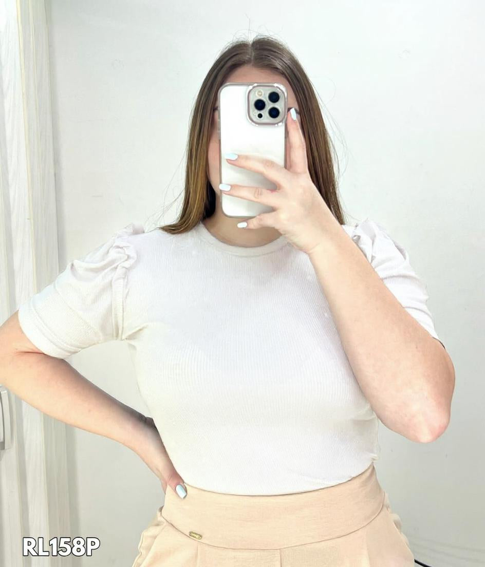 Blusa Manga Bombacha Zurcido Rib Plus