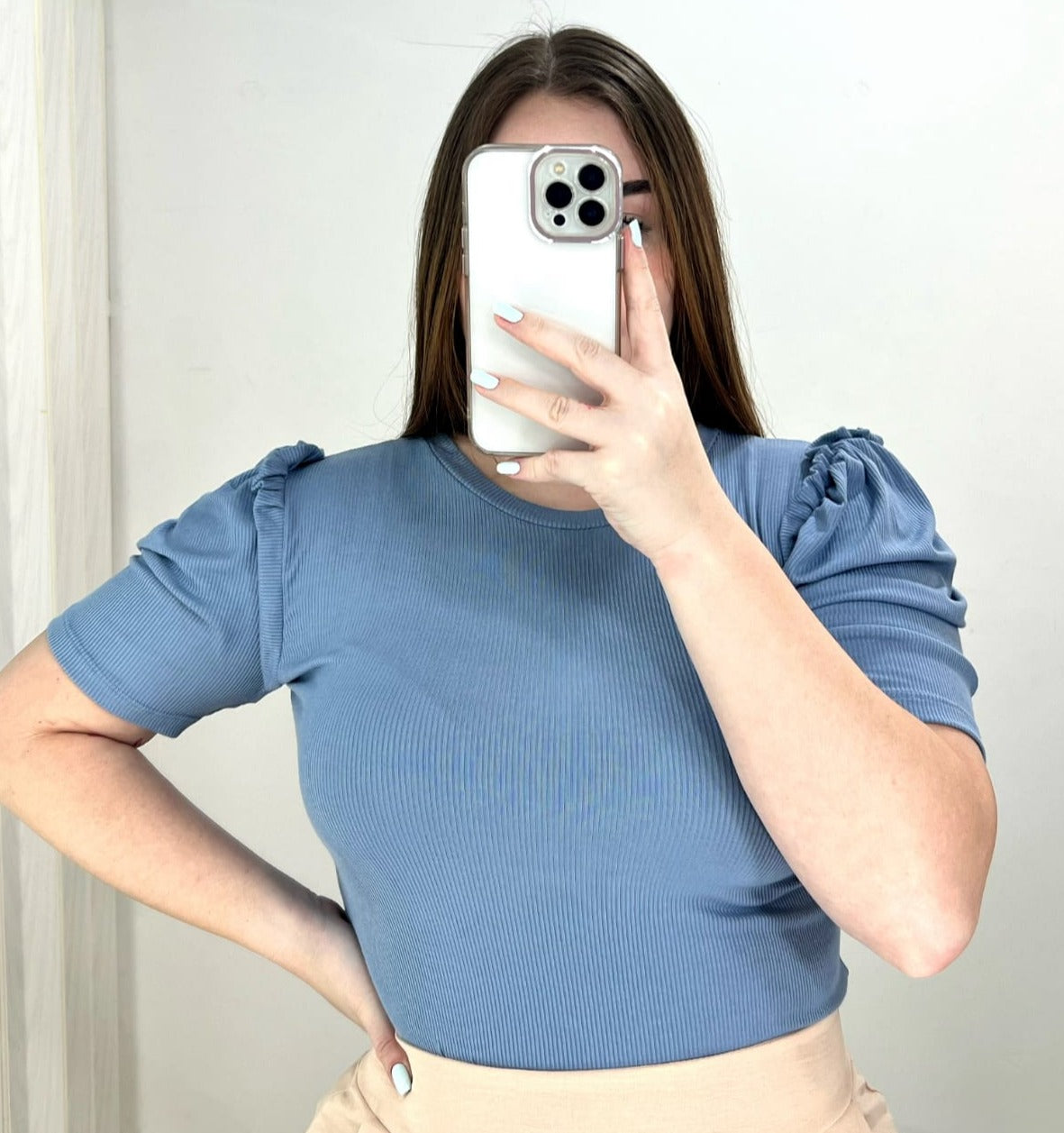 Blusa Manga Bombacha Zurcido Rib Plus