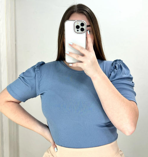 Blusa Manga Bombacha Zurcido Rib Plus