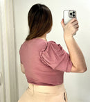 Blusa Manga Bombacha Zurcido Rib Plus