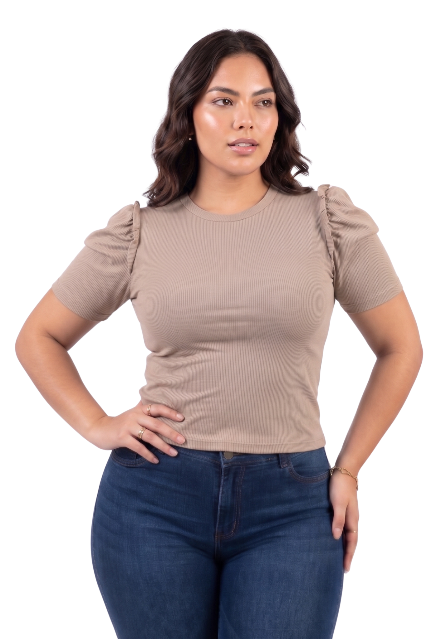 Blusa Manga Bombacha Zurcido Rib Plus