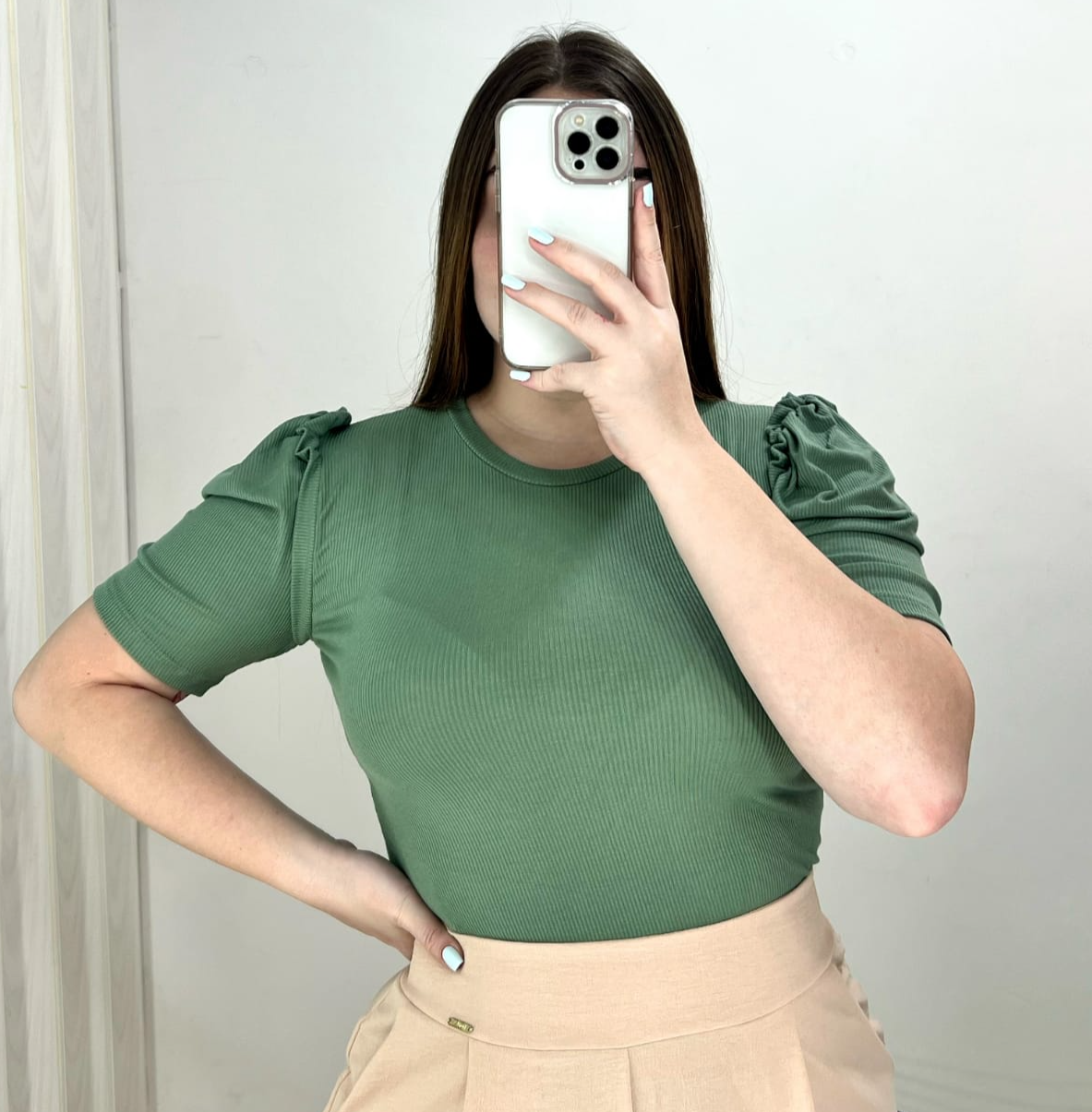 Blusa Manga Bombacha Zurcido Rib Plus