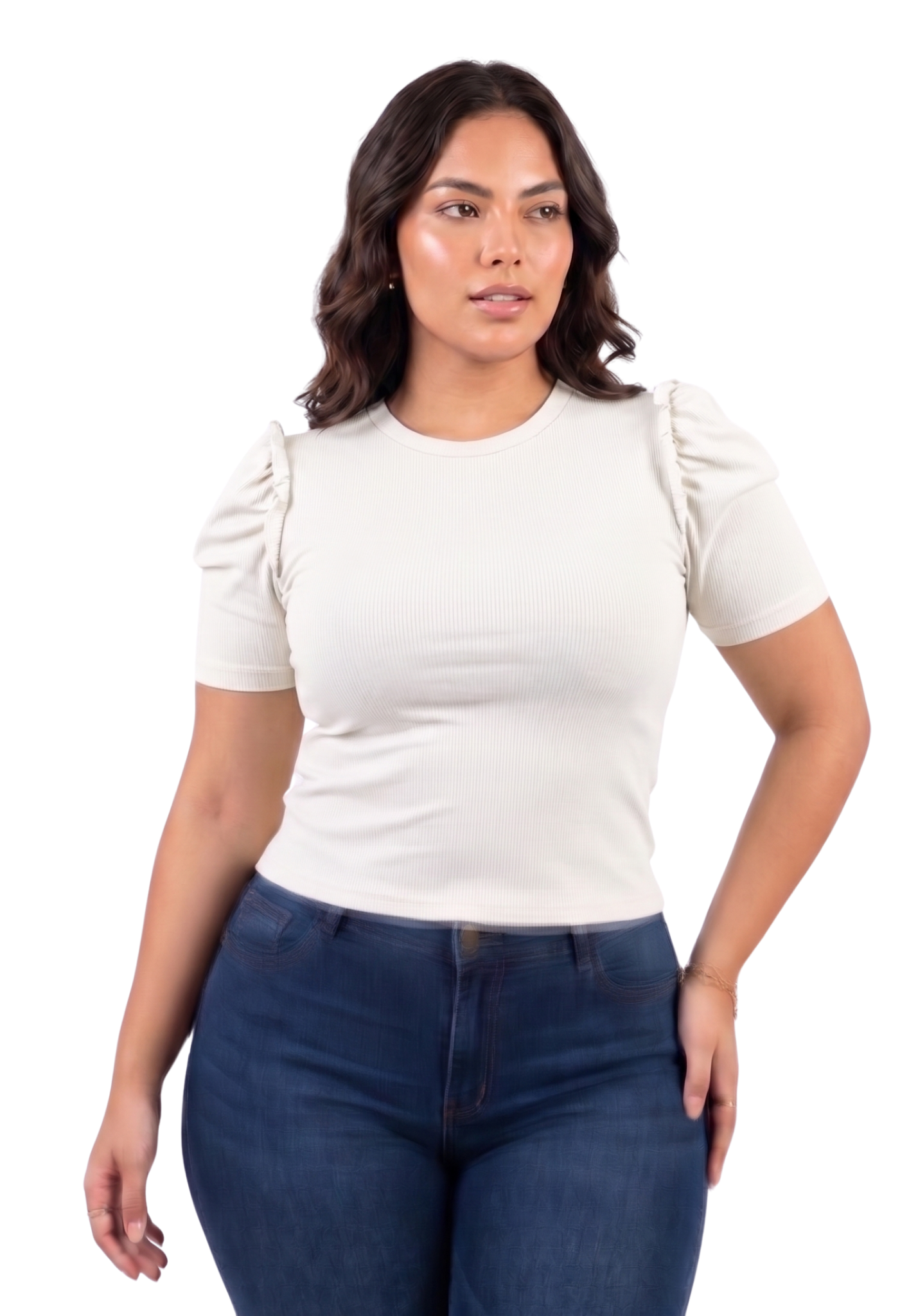 Blusa Manga Bombacha Zurcido Rib Plus