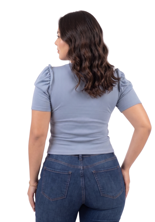 Blusa Manga Bombacha Zurcido Rib Plus