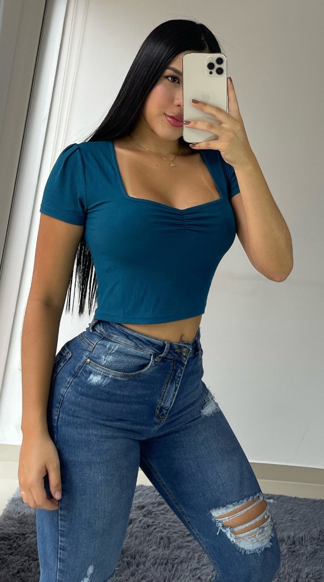 Blusa Manga Corta Runche Centro