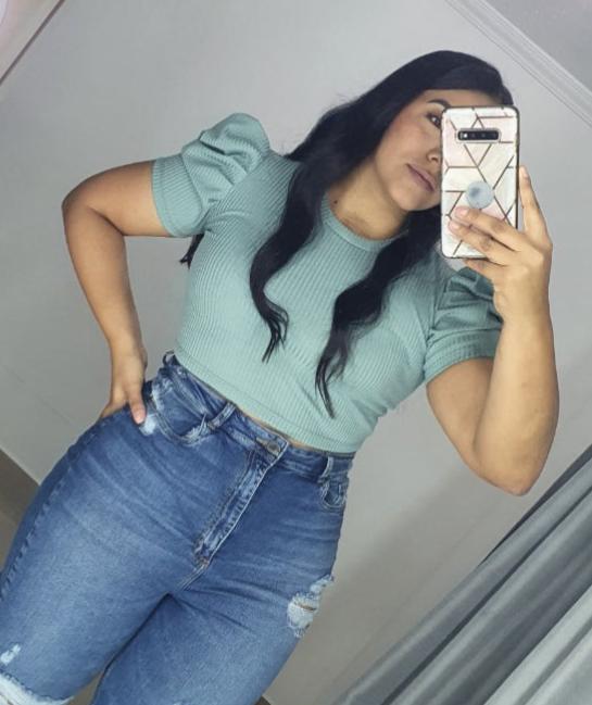 Blusa Rib Manga Corta Prenses Talla Plus