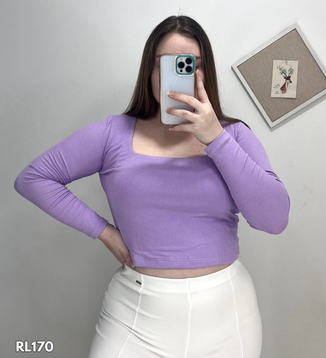 Blusa Manga Larga Escote Cuadrado Plus