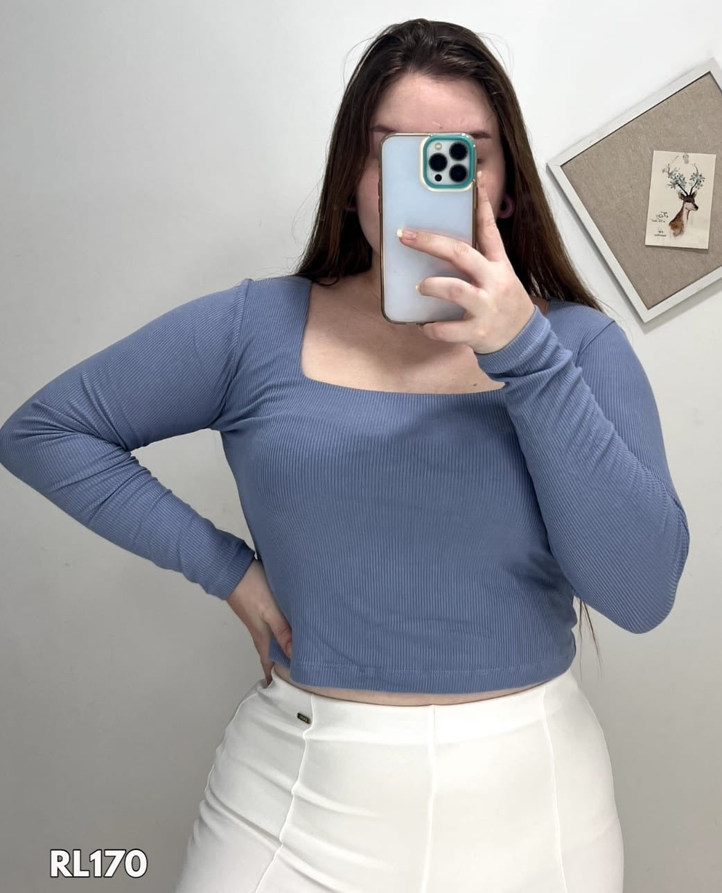 Blusa Manga Larga Escote Cuadrado Plus