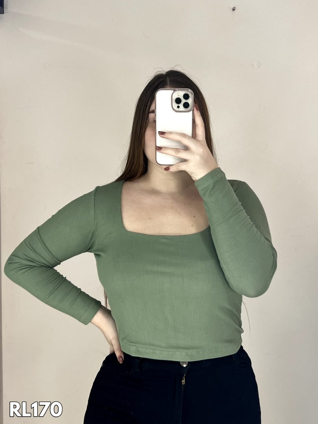 Blusa Rib M/L Escote Cuadrado Tallas Plu