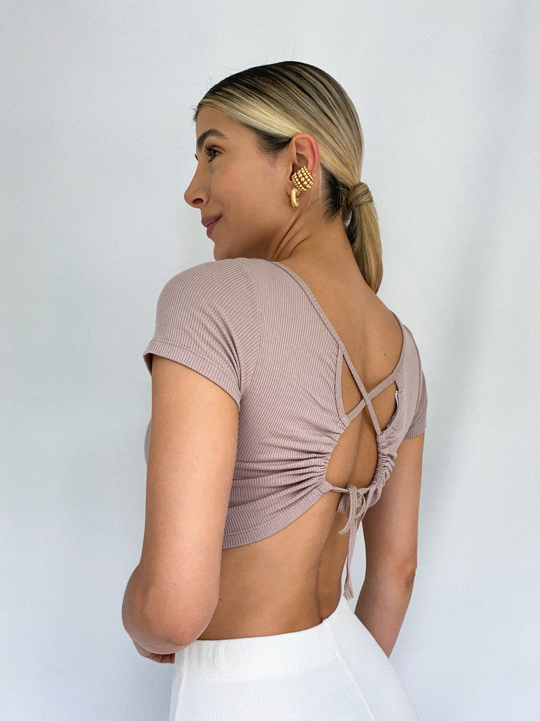 Blusa Manga Corta Escote Espalda Cruzado