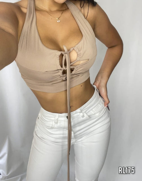 Blusa Al Cuello Amarrar Atras
