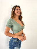 Blusa Manga Corta Escote Cruzado