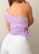 Blusa Asimetica Costado Runche Amarrar