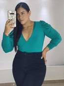 Body Manga Larga Bombacho Cruzado Plus