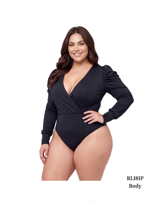 Body Manga Larga Bombacho Cruzado Plus