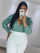 Body Manga Larga Bombacho Cruzado Plus