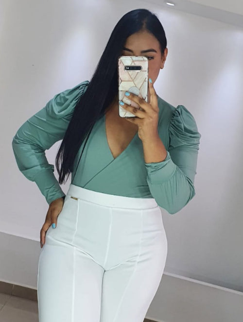 Body Manga Larga Bombacho Cruzado Plus