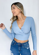 Blusa Fileteada Manga Larga Amarrar Cent