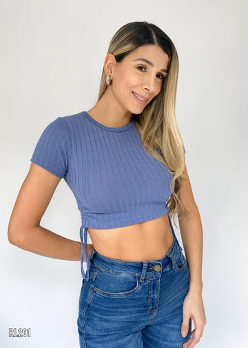 Blusa Manga Corta Runche Lados