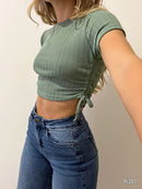 Blusa Manga Corta Runche Lados