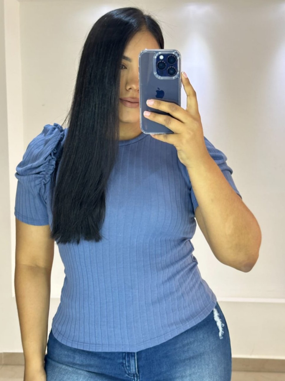 Blusa Manga Corta Rib Bolero Corto Plus