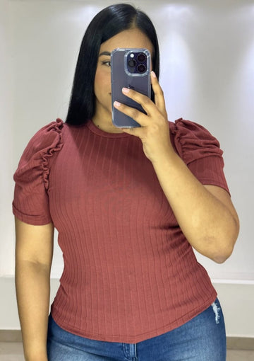 Blusa Manga Corta Rib Bolero Corto Plus