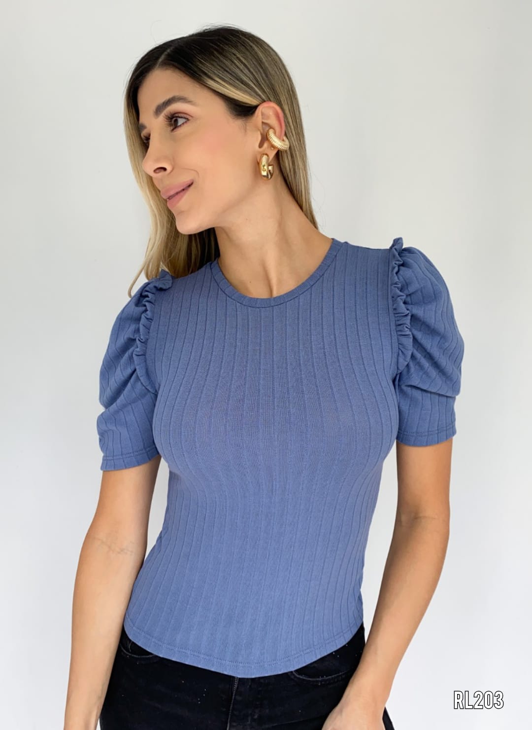 Blusa Manga Corta Rib Bolero Corto