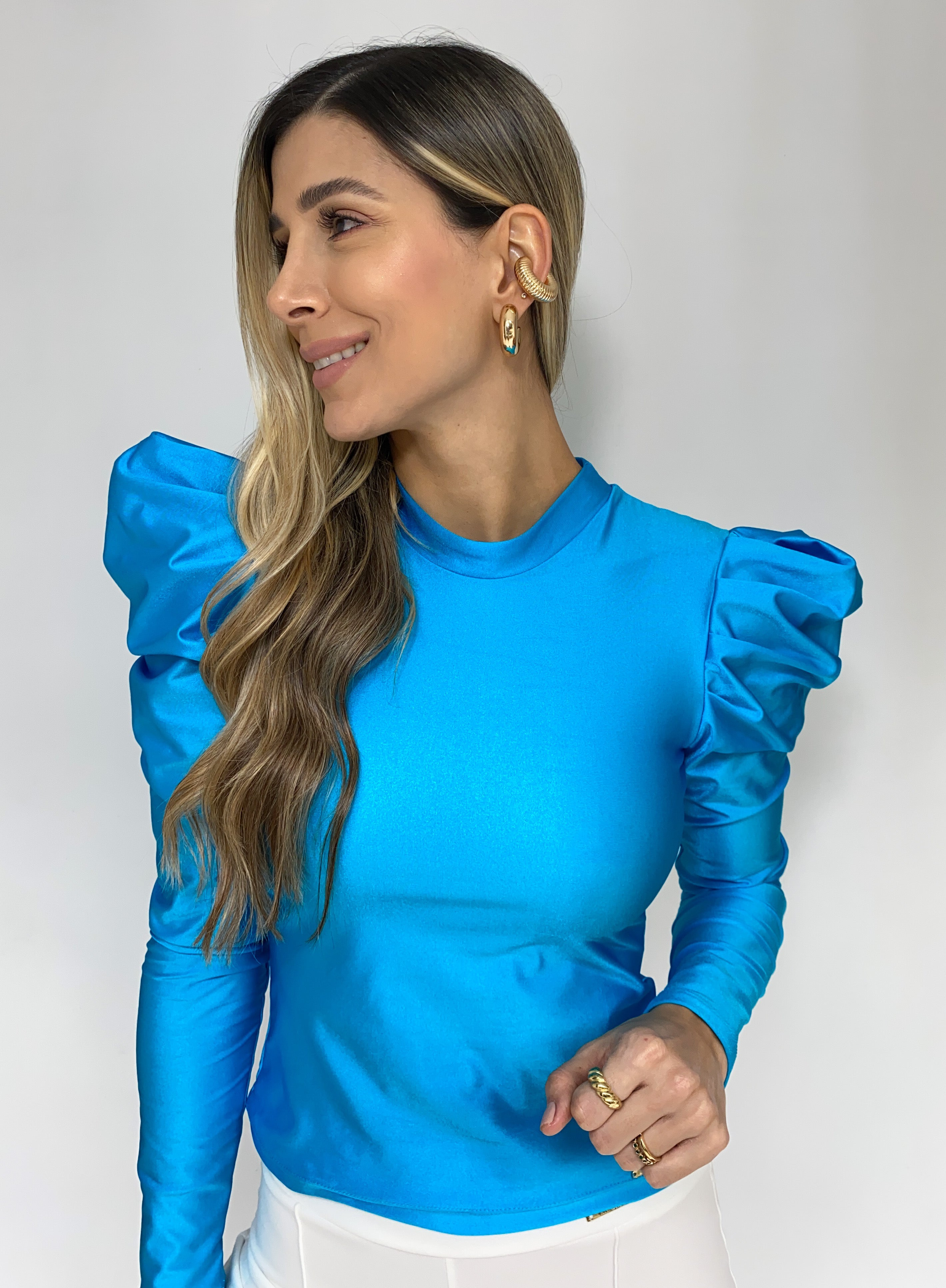 Blusa Manga Larga Prenses Cuello Alto