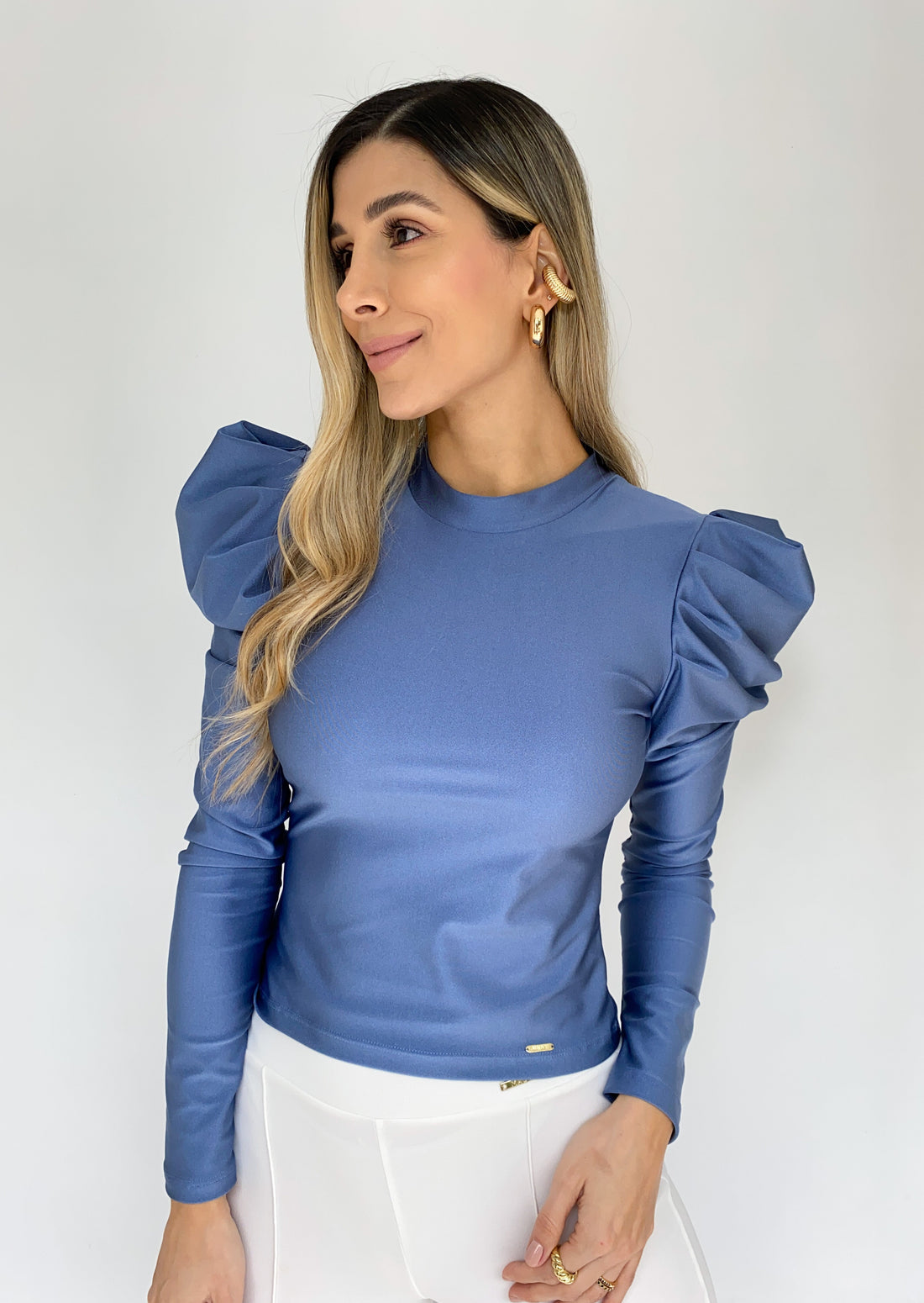 Blusa Manga Larga Prenses Cuello Alto