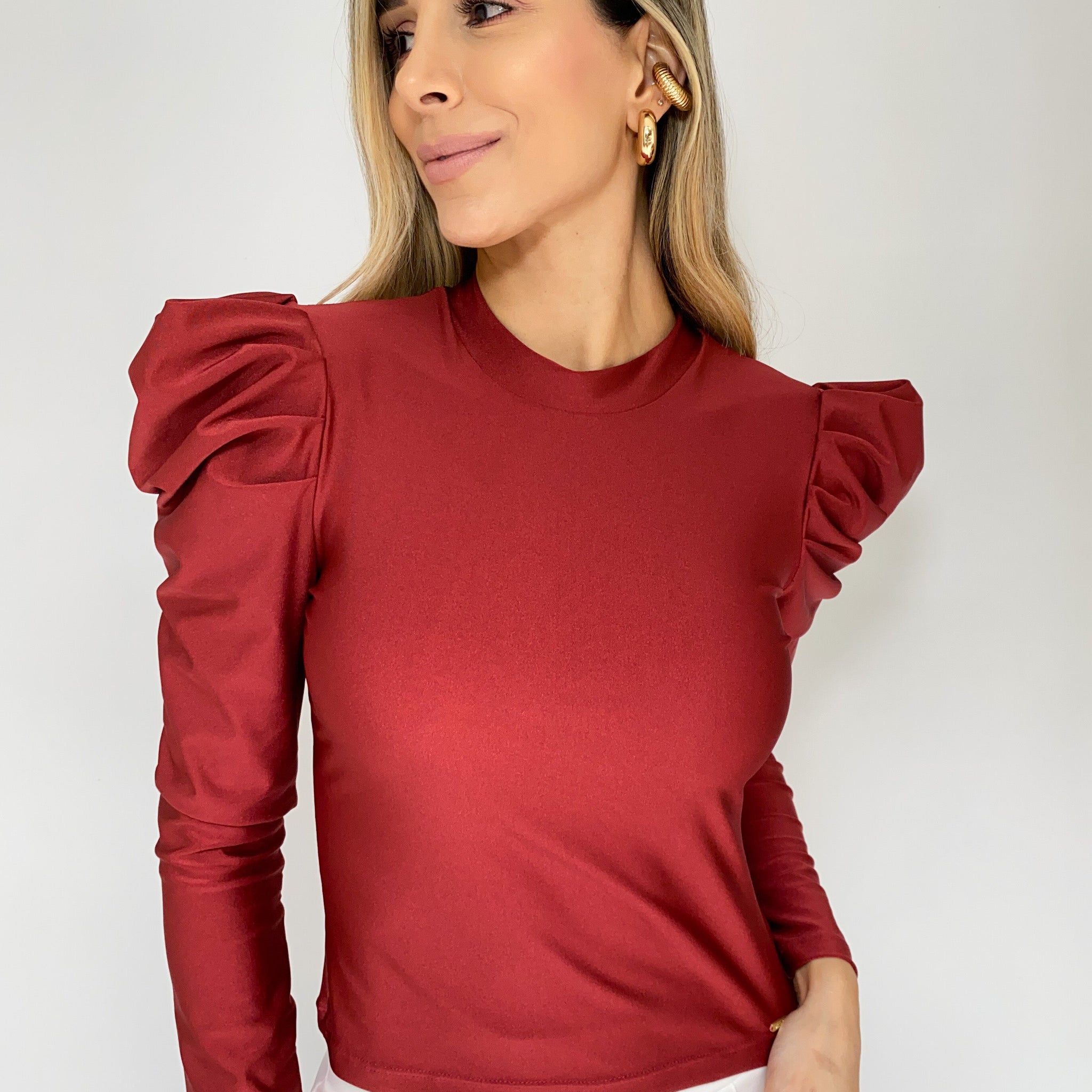 Blusa Manga Larga Prenses Cuello Alto