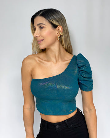 Blusa 1 Manga Bombacha Brillo