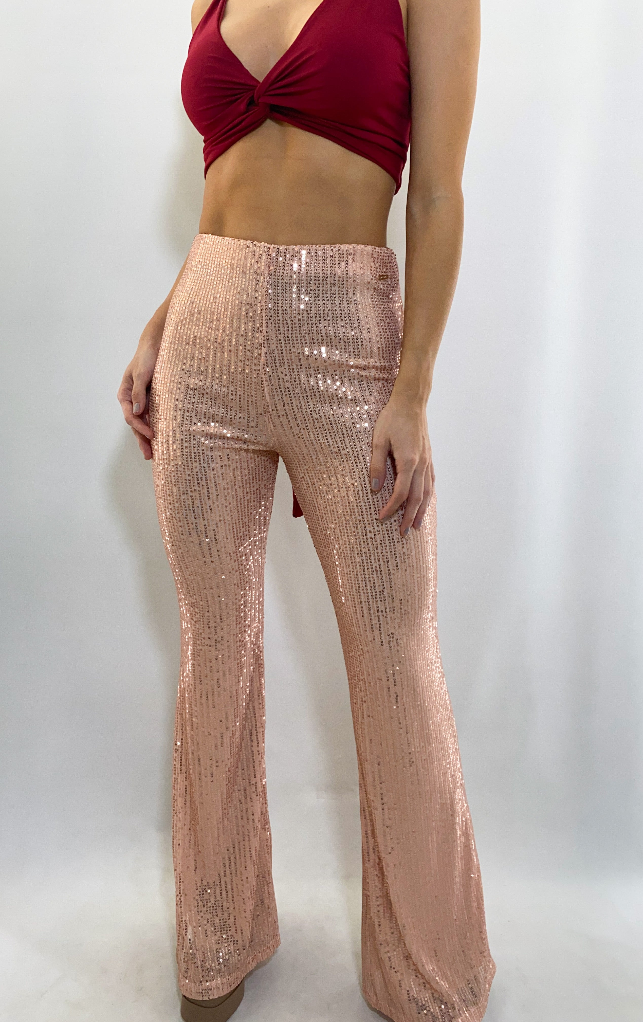 Pantalon Bota Ancha Lentejuelas