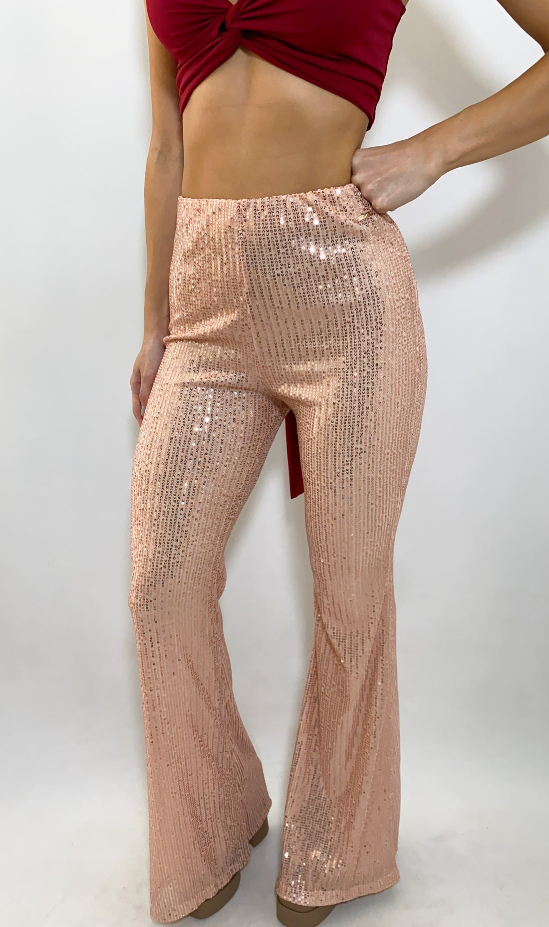 Pantalon Bota Ancha Lentejuelas