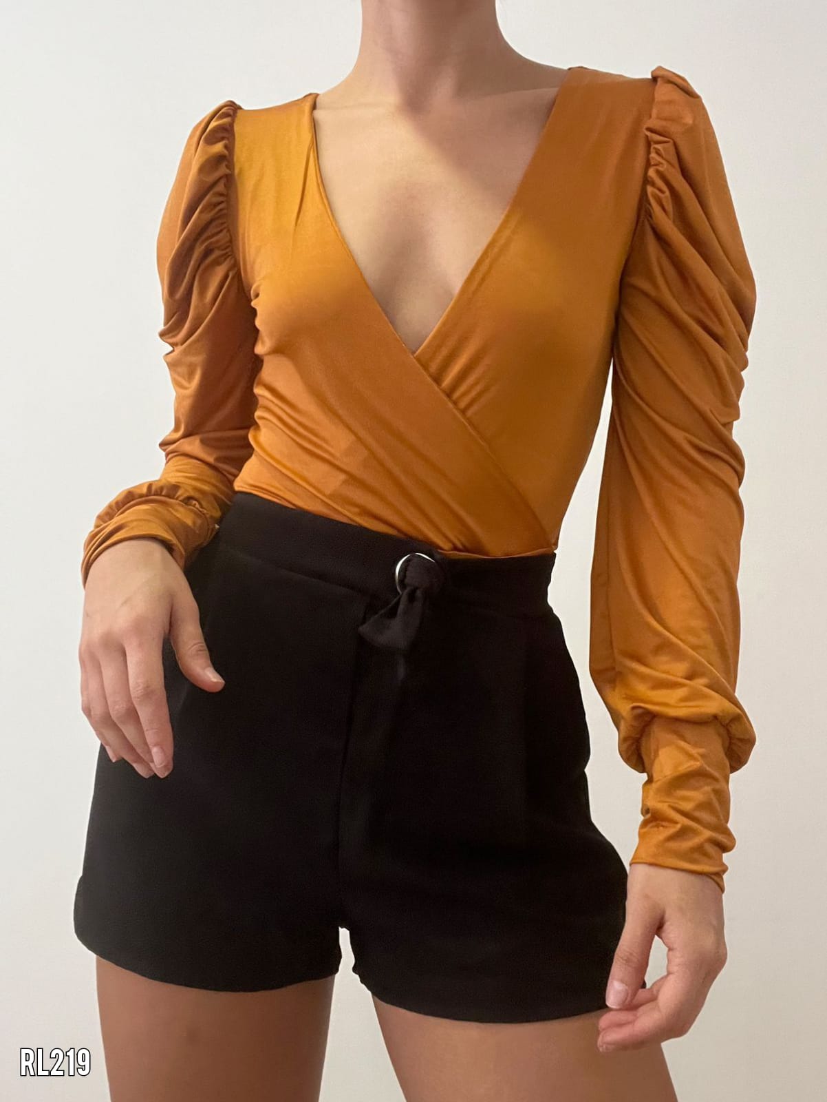 Body Manga Larga Cuello V Solo Fondo