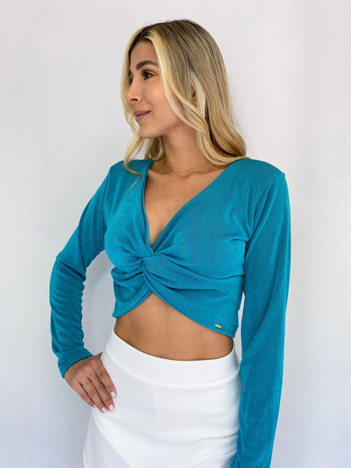 Blusa Manga Larga Nudo Delantero