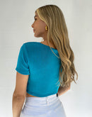 Blusa Manga Corta Nudo Delantero